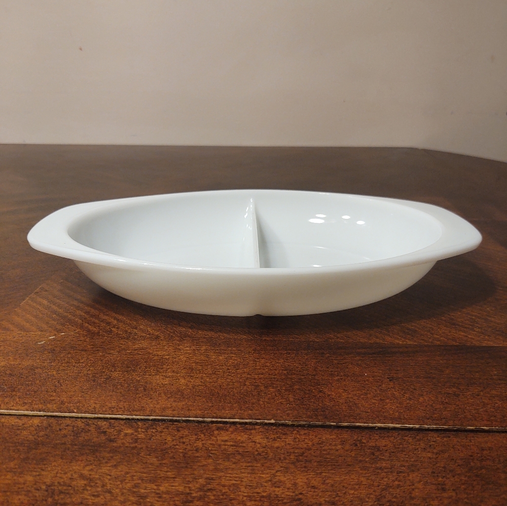 In Vintage Pyrex All White Divided Serving Dish